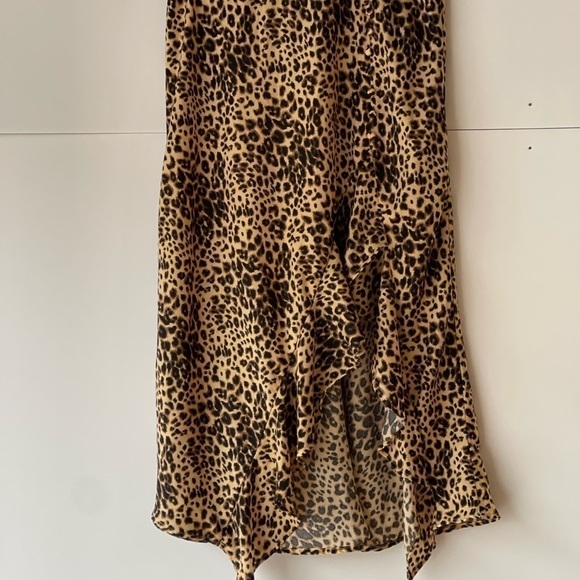 Women's Leopard Animal Print High Low Ruffled Skirt, Sz S - Picture 3 of 15